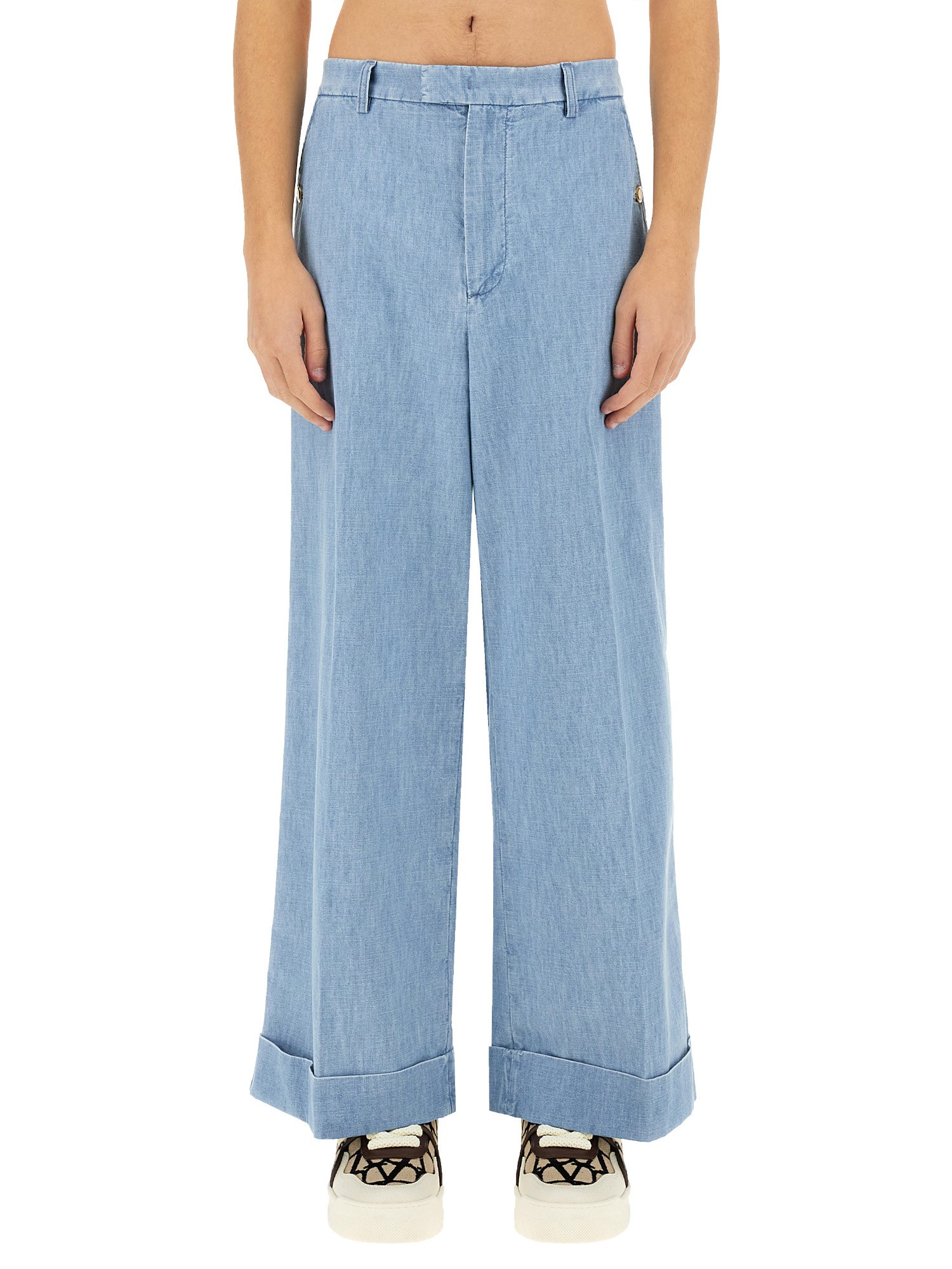 Denim pants with lapels