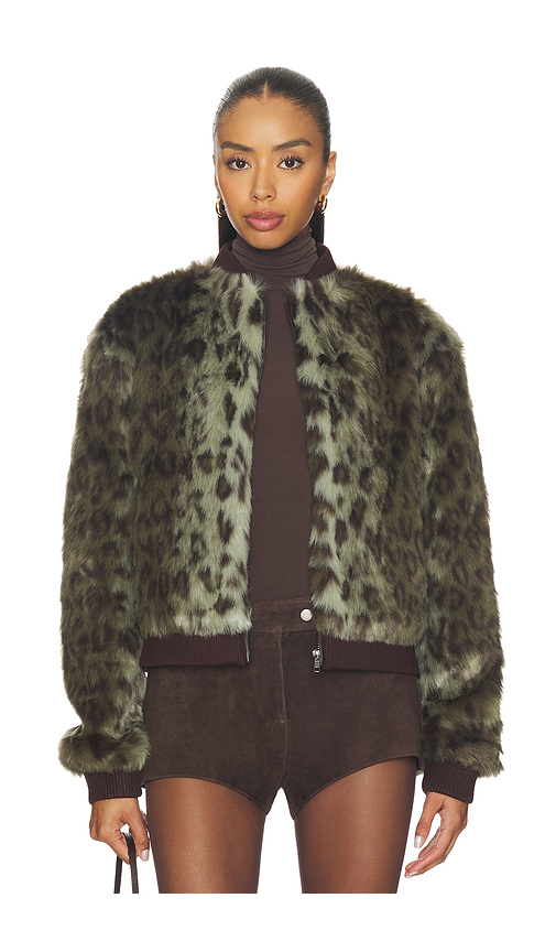 Unreal Fur Foliage Jacket in Green. L. Also in M