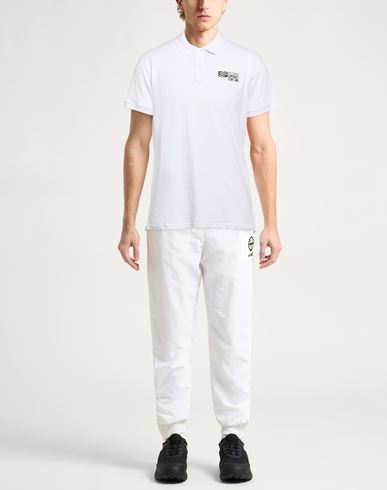Man Polo shirt White Size L Cotton, Elastane