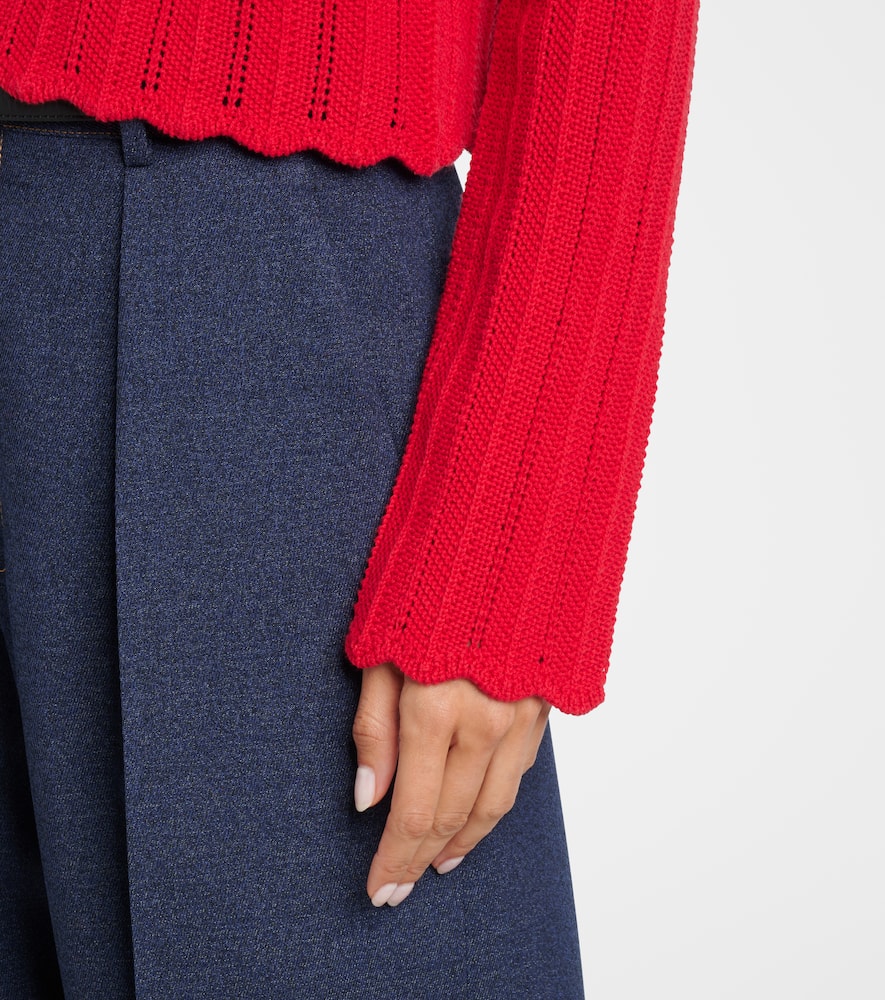 Mariette scalloped pointelle cotton cardigan