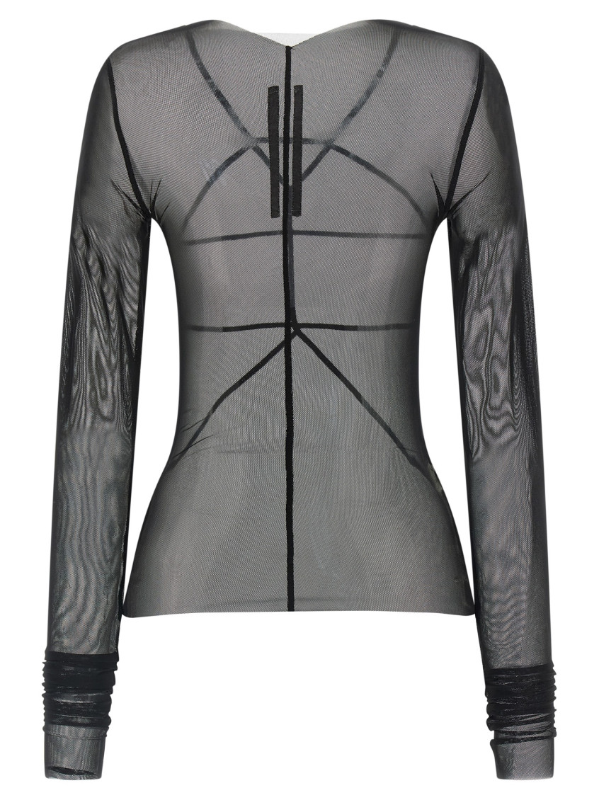 Rick Owens - temple long sleeve sheer geometric top