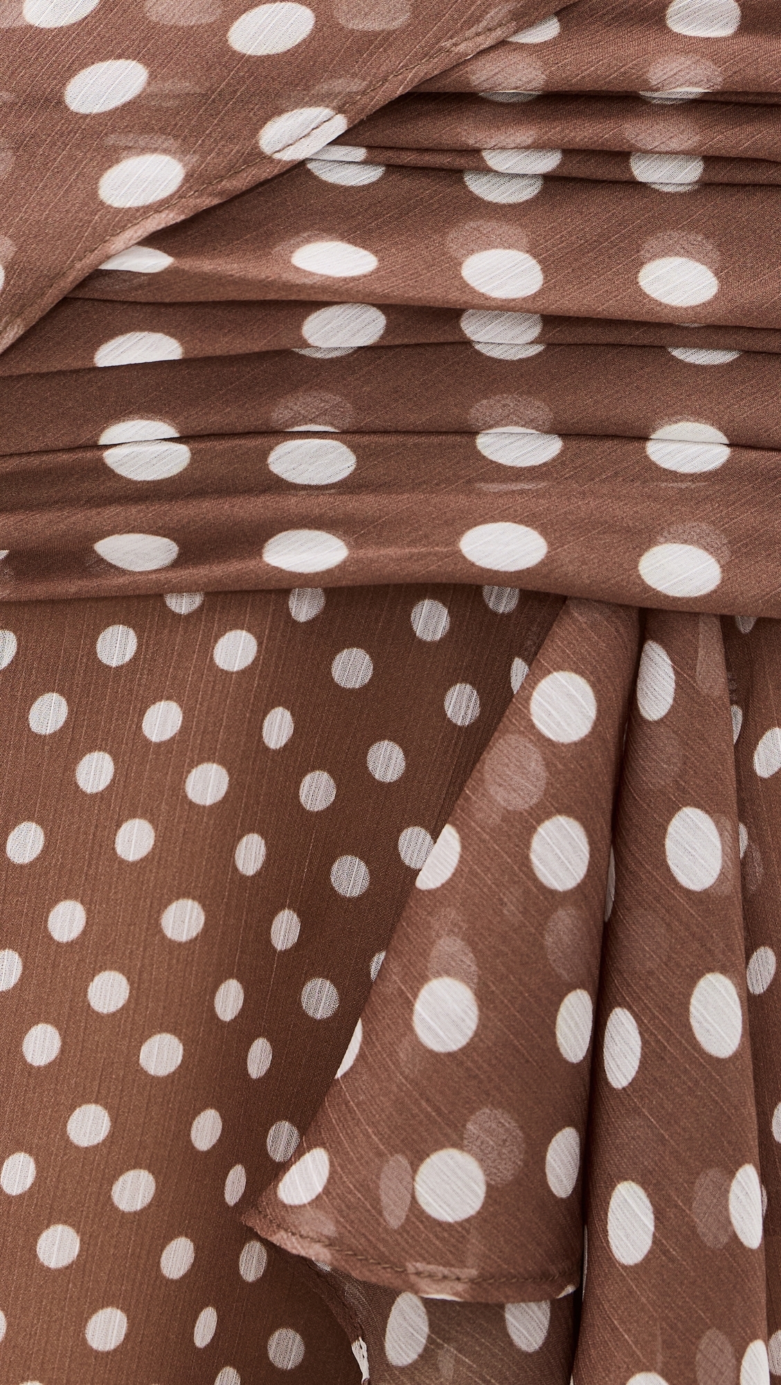 Crinkled Dot Chiffon Wrap Top Espresso