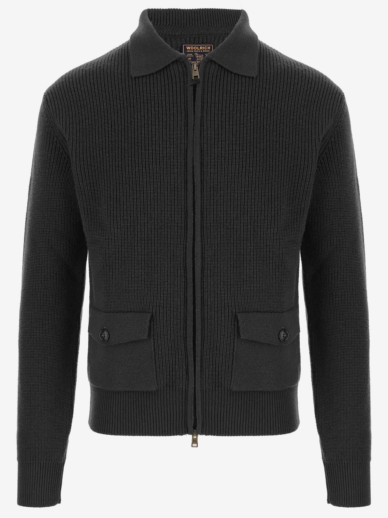 Full-Zip Wool Sweater — Black