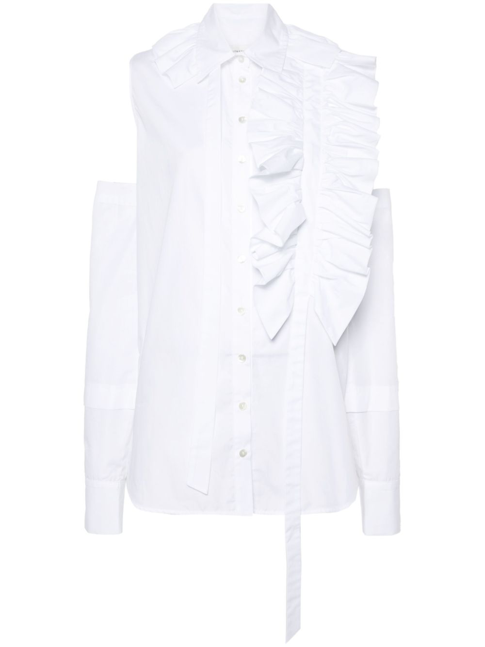 Ruffle-detail poplin shirt - White
