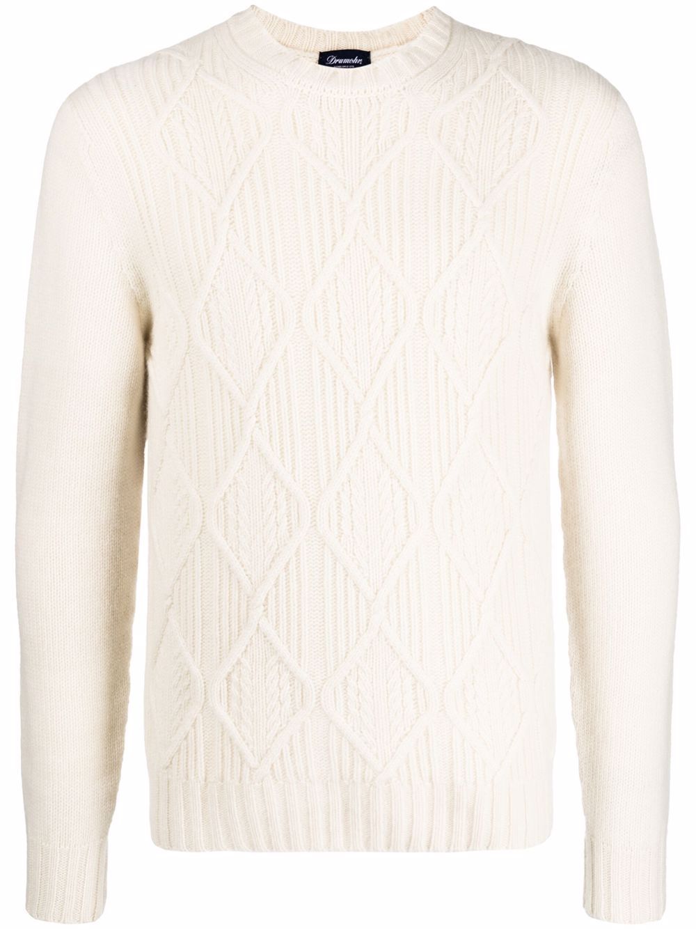 Diamond knitted crew-neck jumper - White