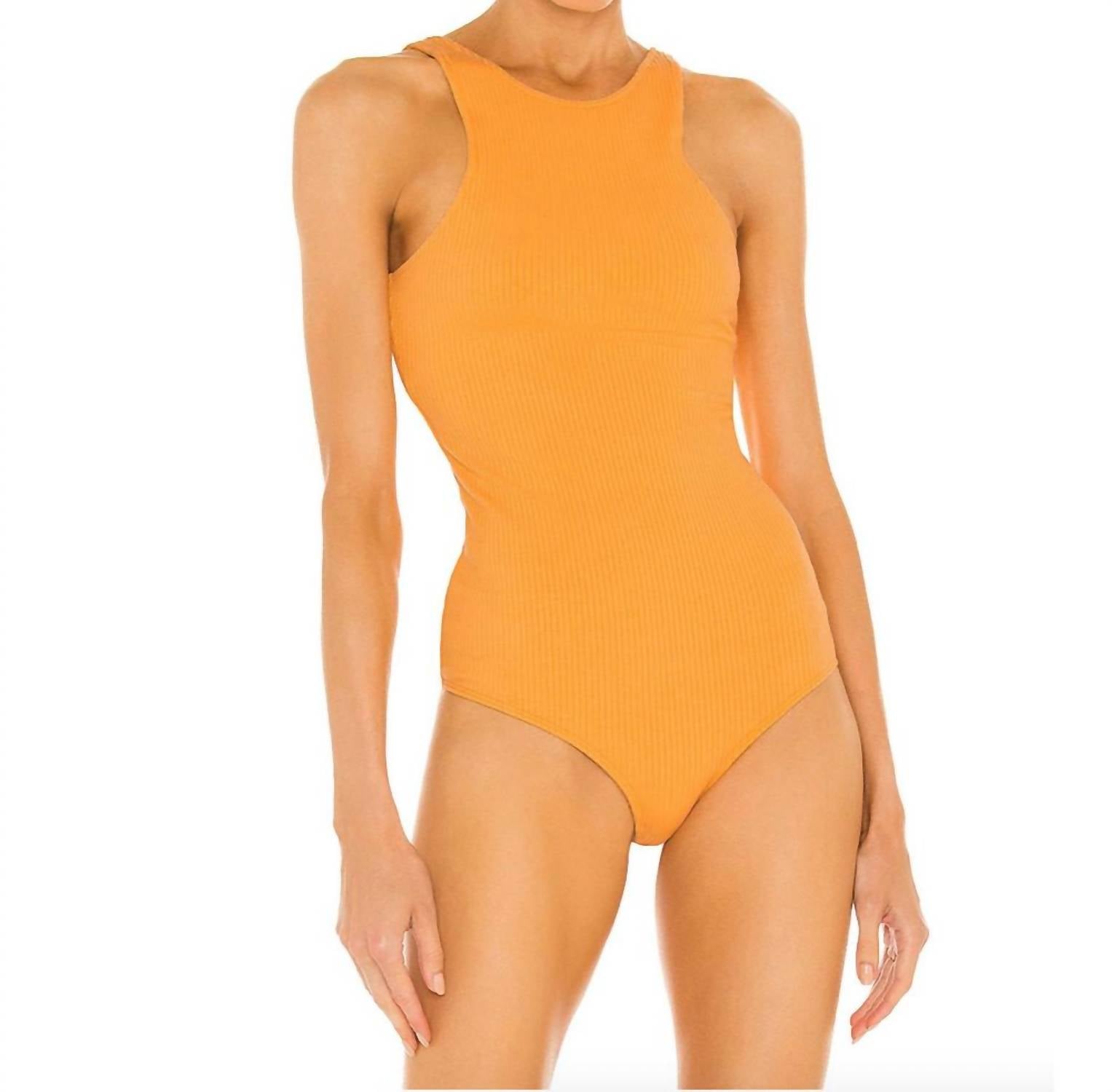 Alloy Rib Braided Bodysuit In Sunrise