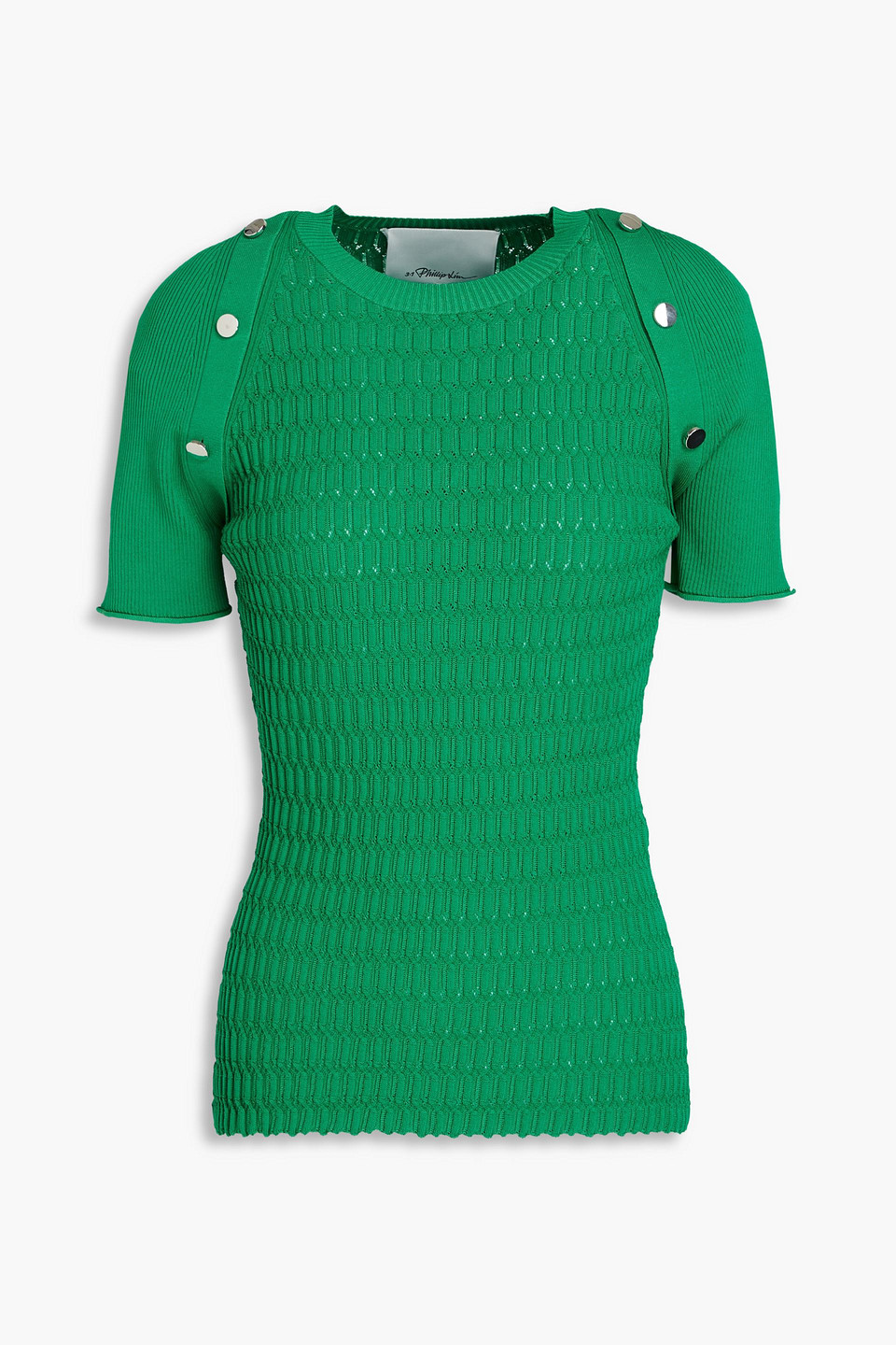 Button-embellished knitted top