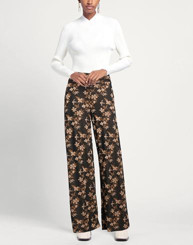 Niū Woman Pants Dark brown Size S Polyester, Viscose, Polyamide, Metallic Polyester, Elastane