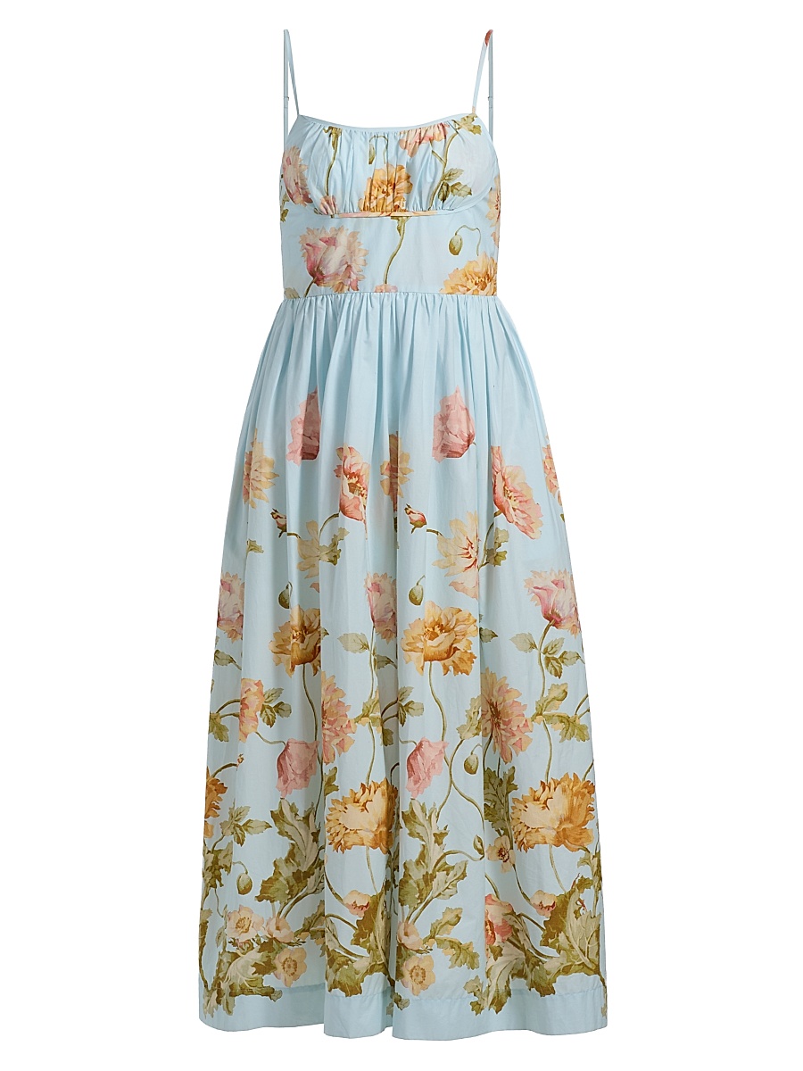 Women's Alba Floral Cotton Midi-Dress - Lockwood Flora Sky