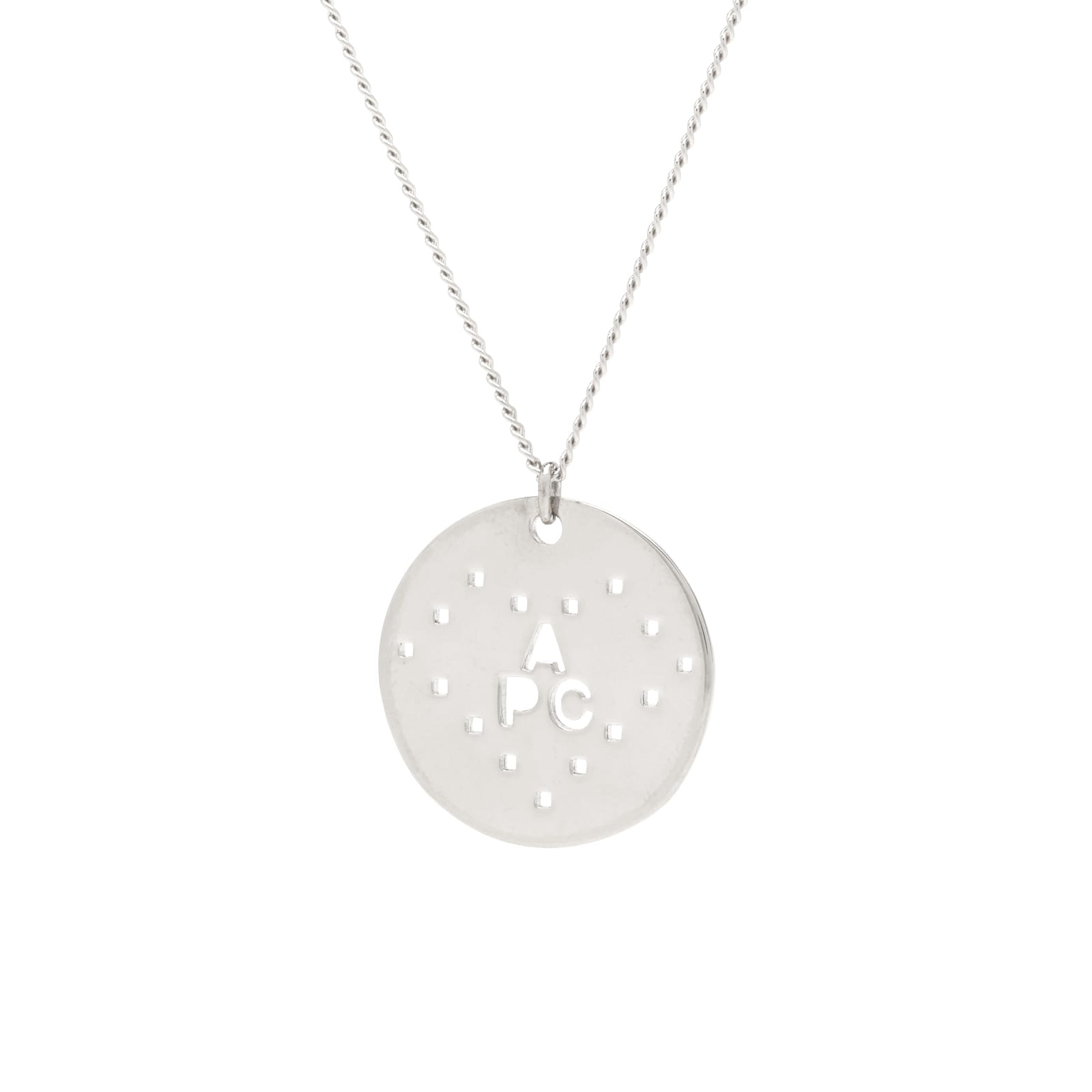Men's Eloi Perforated Logo Necklace in Silver 