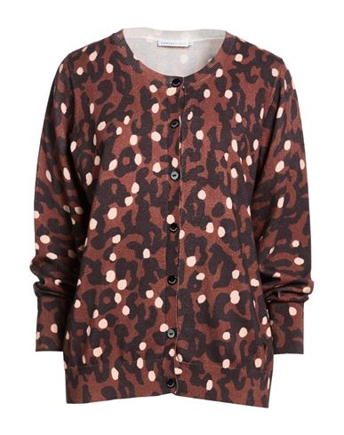 Gold Woman Cardigan Brown Size XL Cotton, Cashmere