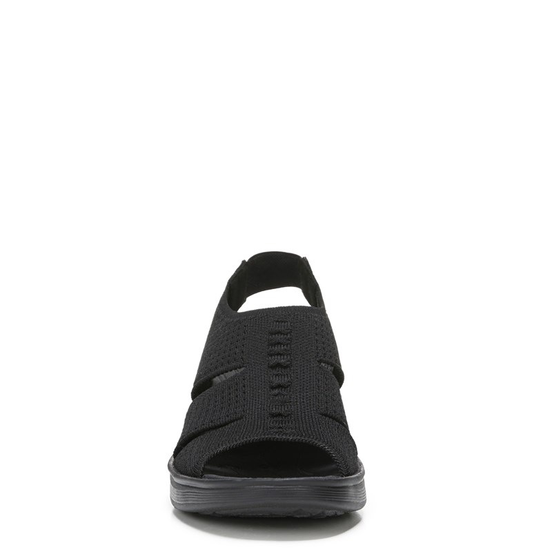 Women's Double Up Slingback Wedge Sandals (Black Knit)