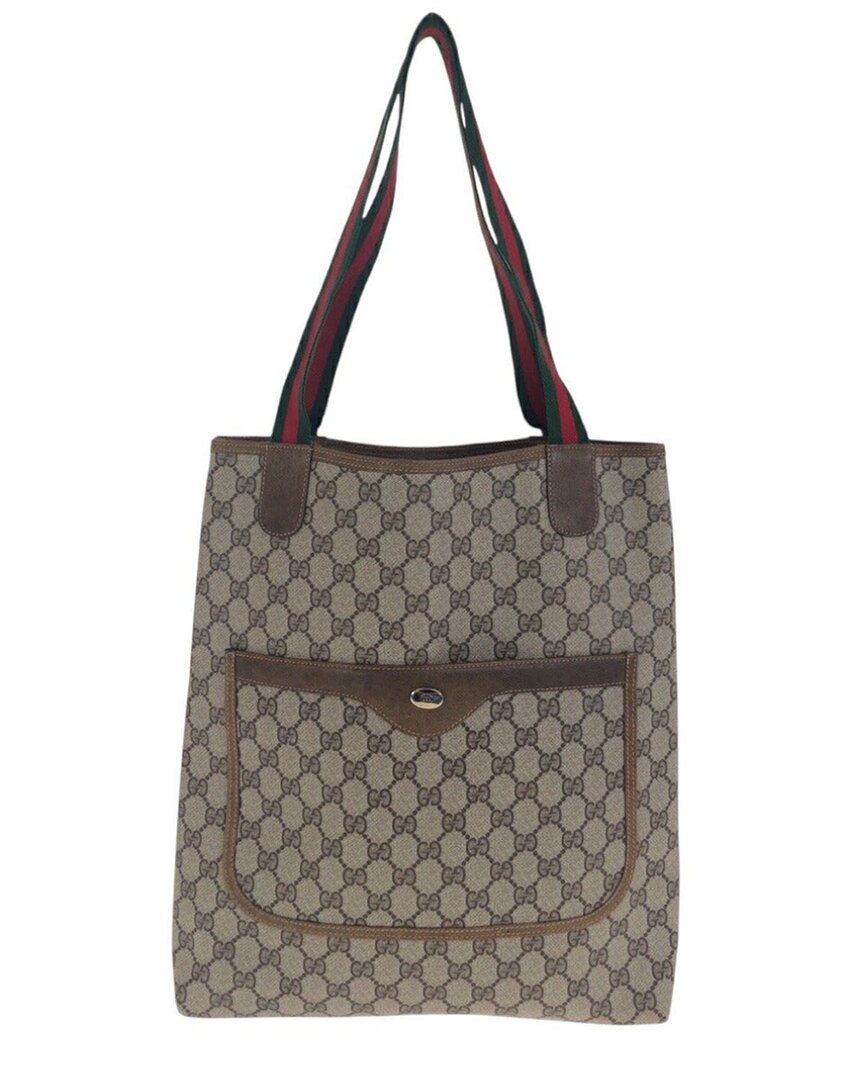 Vintage GG Supreme Canvas Leather Tote Shoulder Bag (Authentic Pre-  Loved)