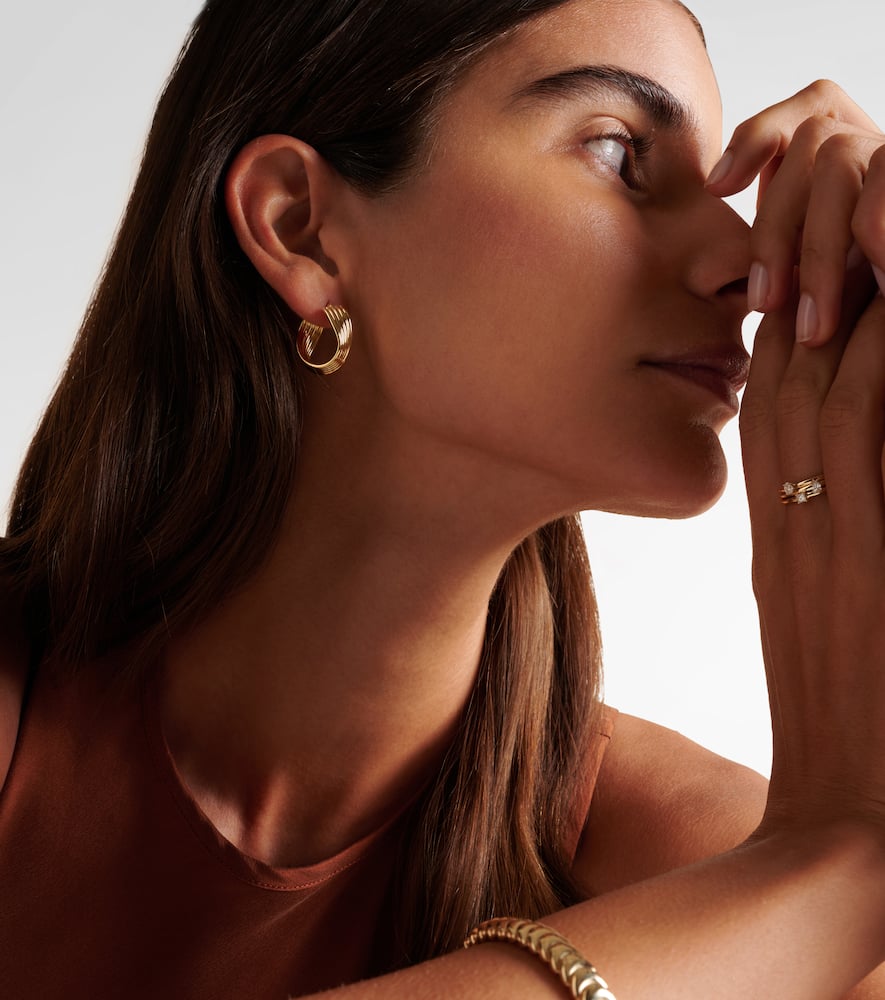 Stone and Strand Swerve 10kt gold earrings