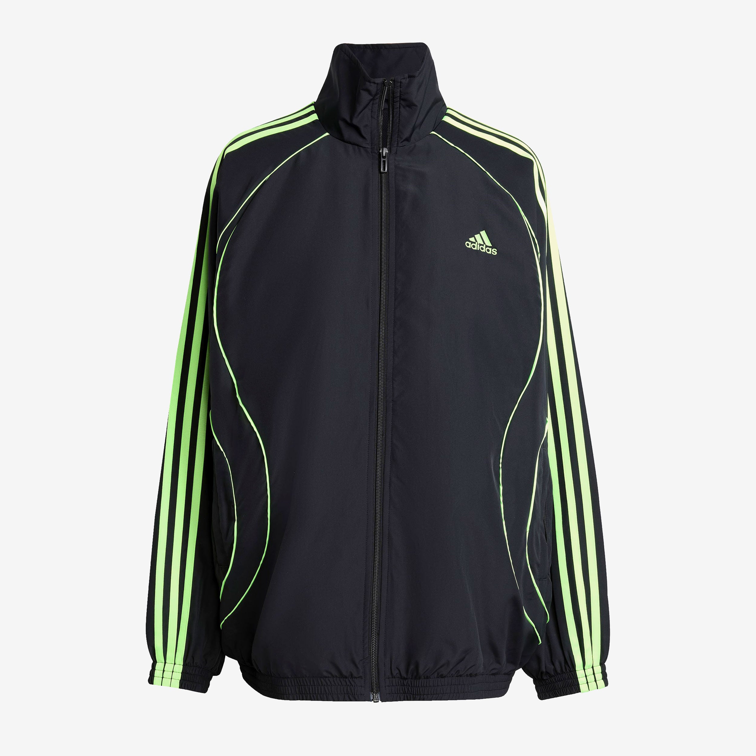 Adidas Women's Teamgeist Adicolor Woven Track Top - black/signal green - female