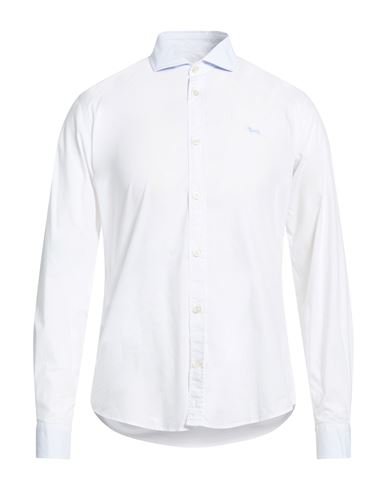 Man Shirt White Size M Cotton, Elastane
