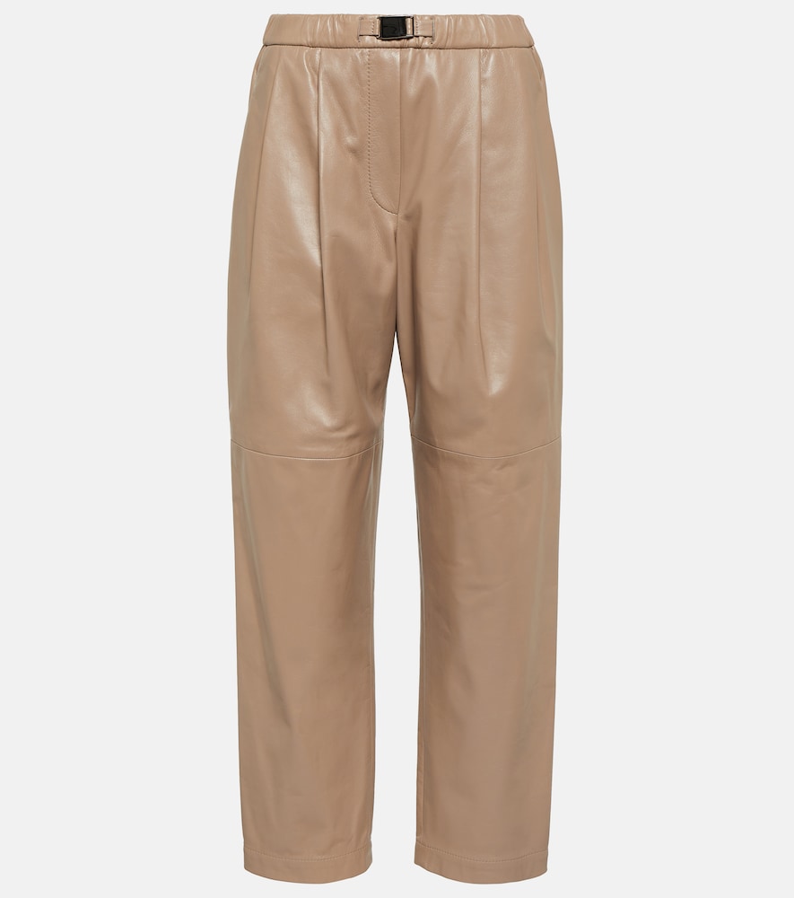Mid-rise leather pants