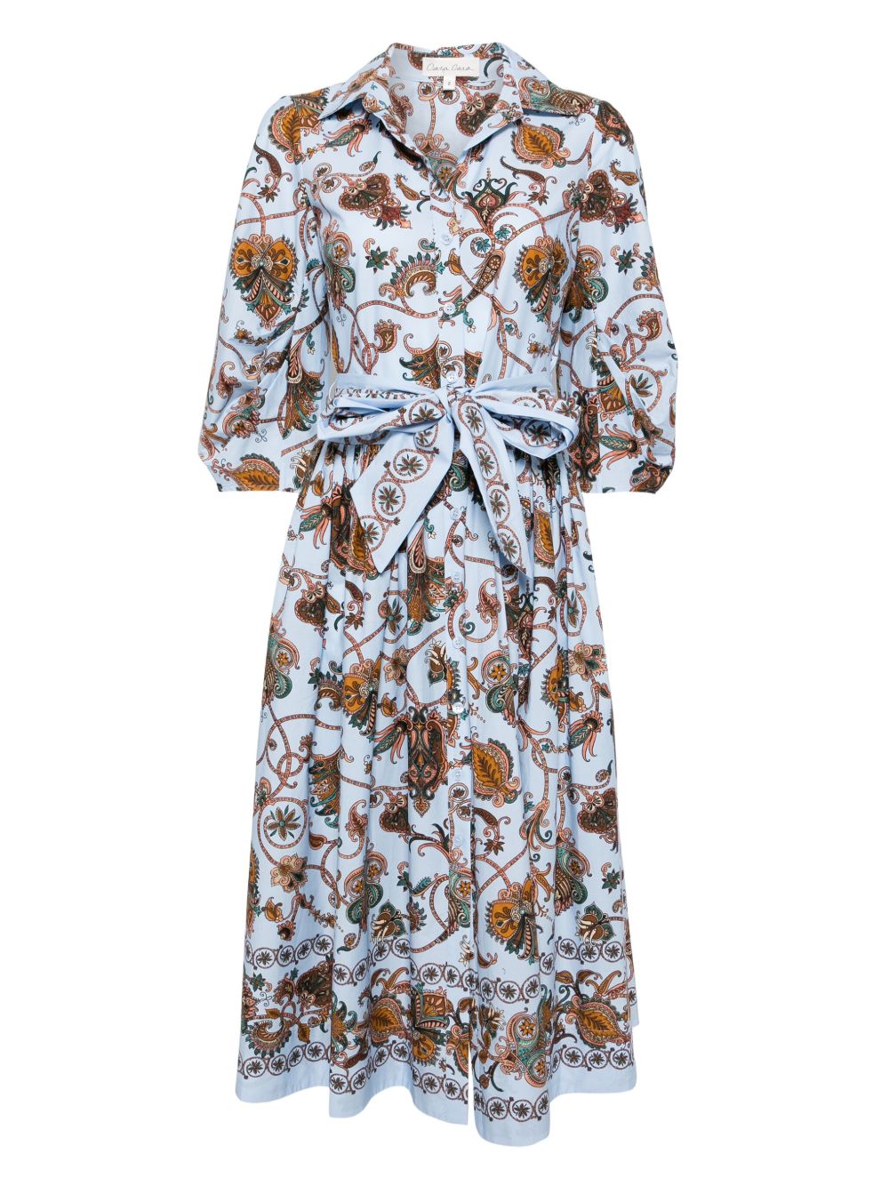 Raya botanical-print cotton dress - Neutrals