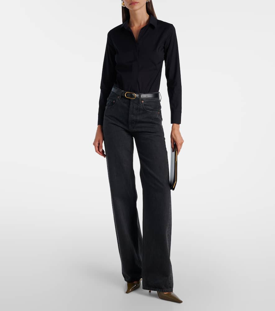 Cotton-blend poplin bodysuit