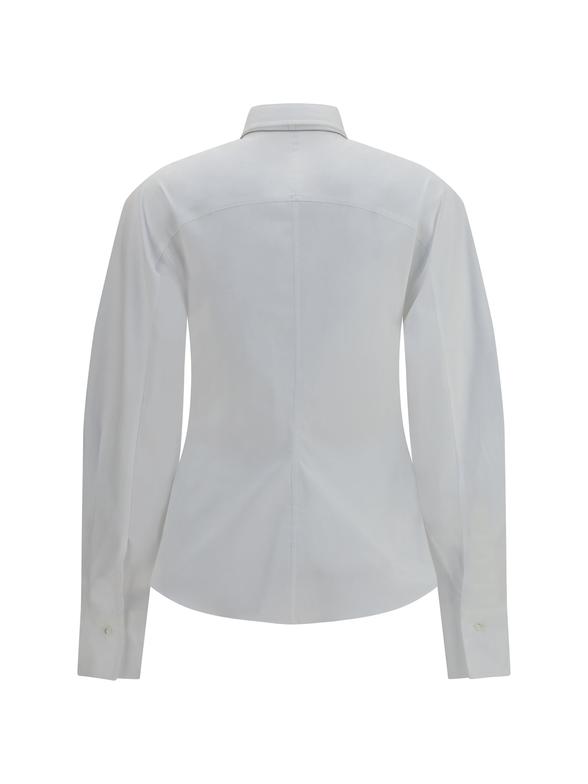 Cotton-Blend With Integrated Tie Shirt — White