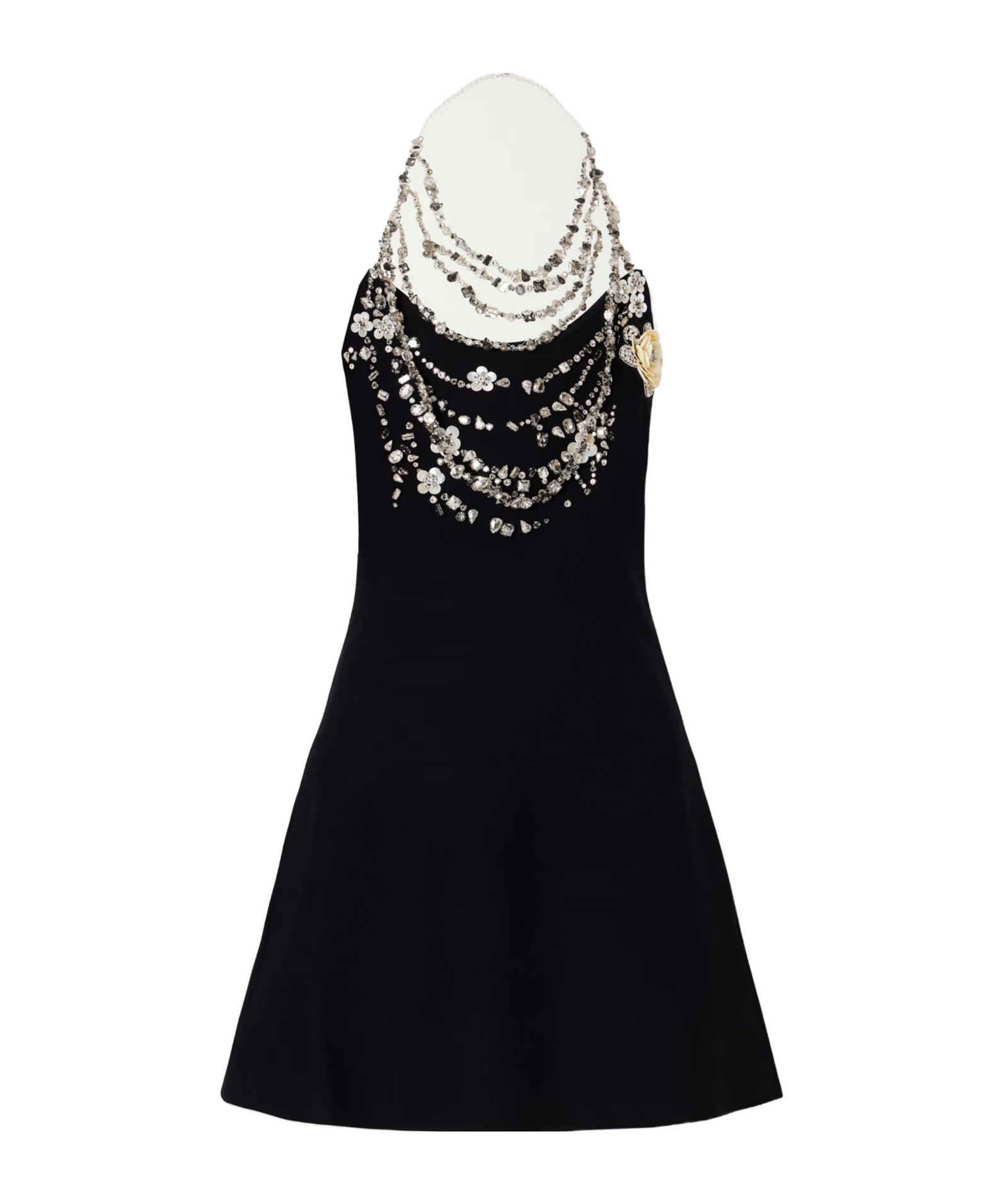 Crystal-embellished crepe mini dress