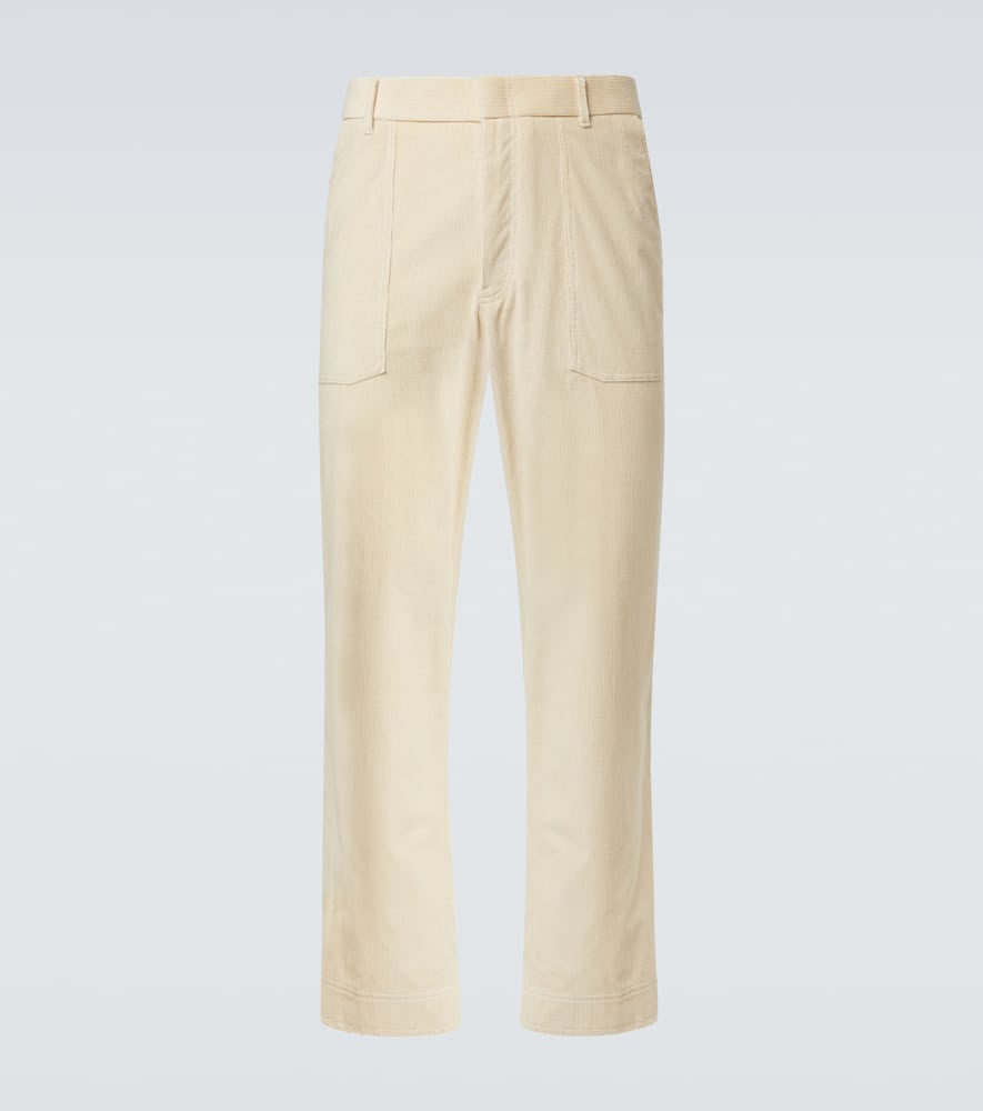 Cotton and wool corduroy straight pants