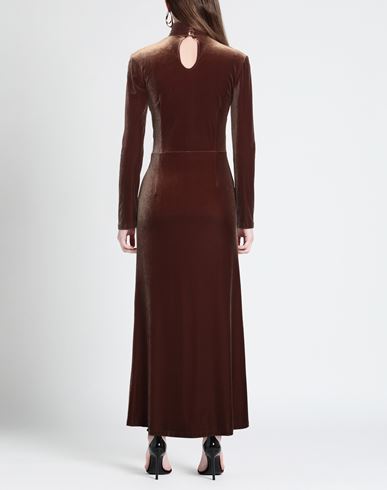 Woman Maxi dress Brown Size 4 Polyester, Elastane