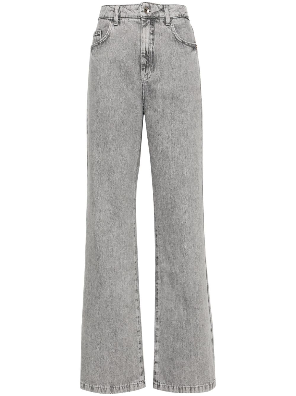 High-rise flared cotton jeans - Grey
