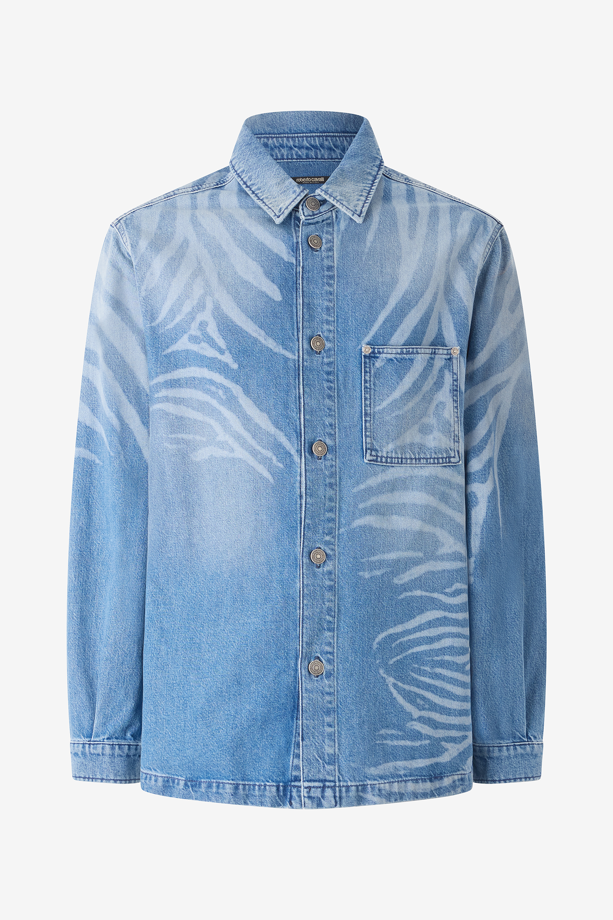 Denim Shirt With Tiger Skin Print