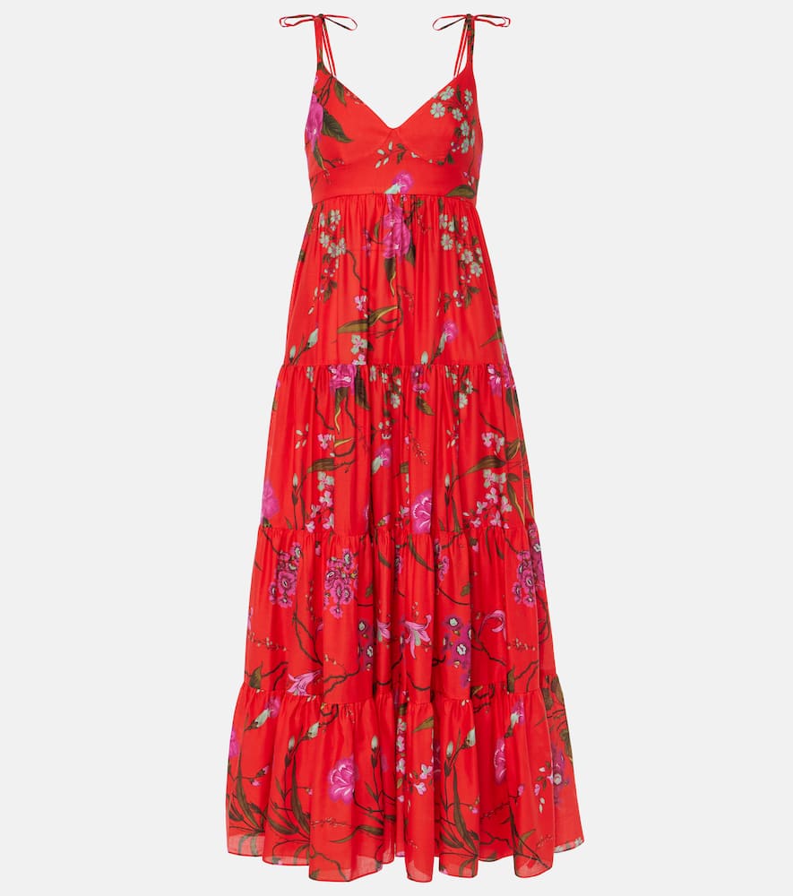 Floral cotton-blend midi dress