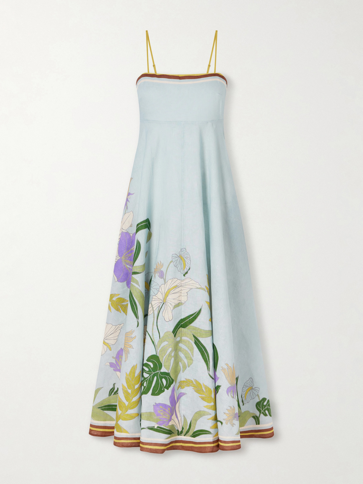 Alfie Floral-print Linen Midi Dress - Blue
