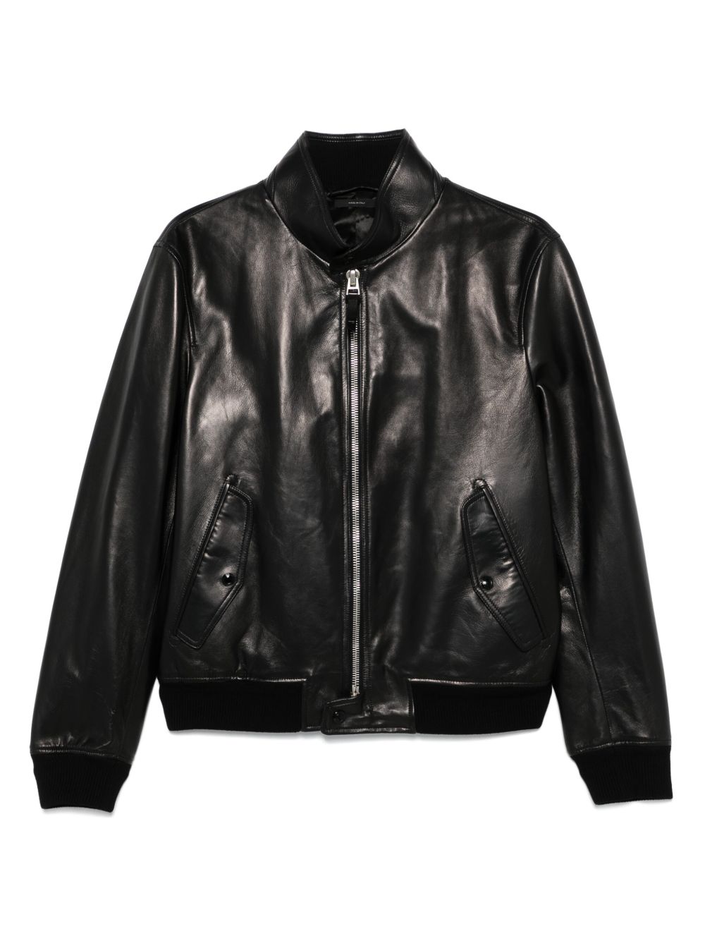 Leather bomber jacket - Black