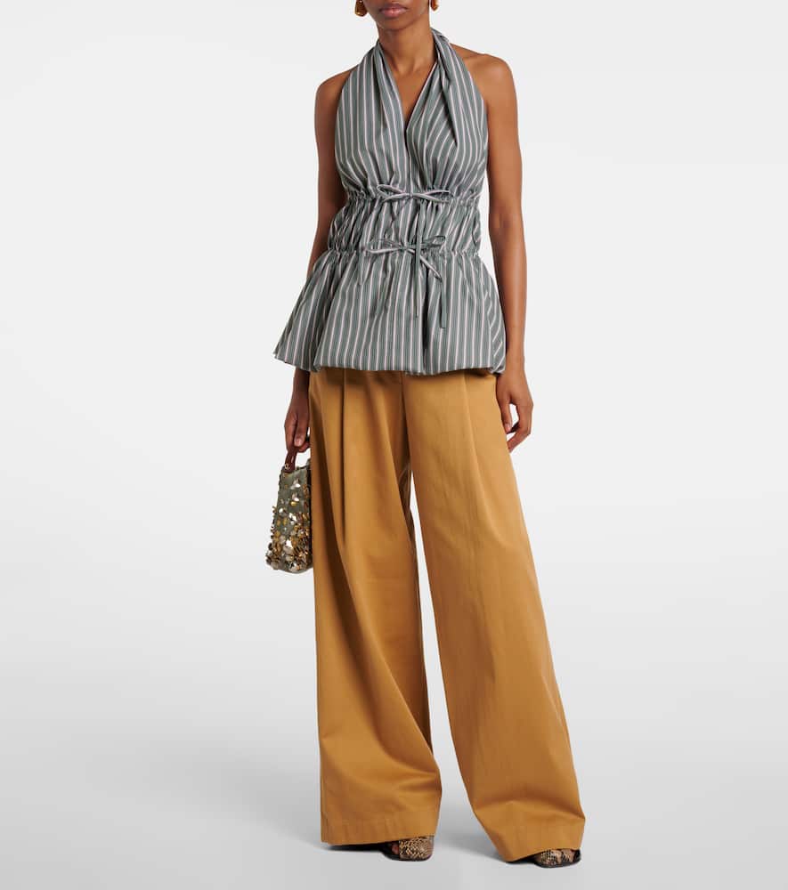 Striped halterneck cotton top