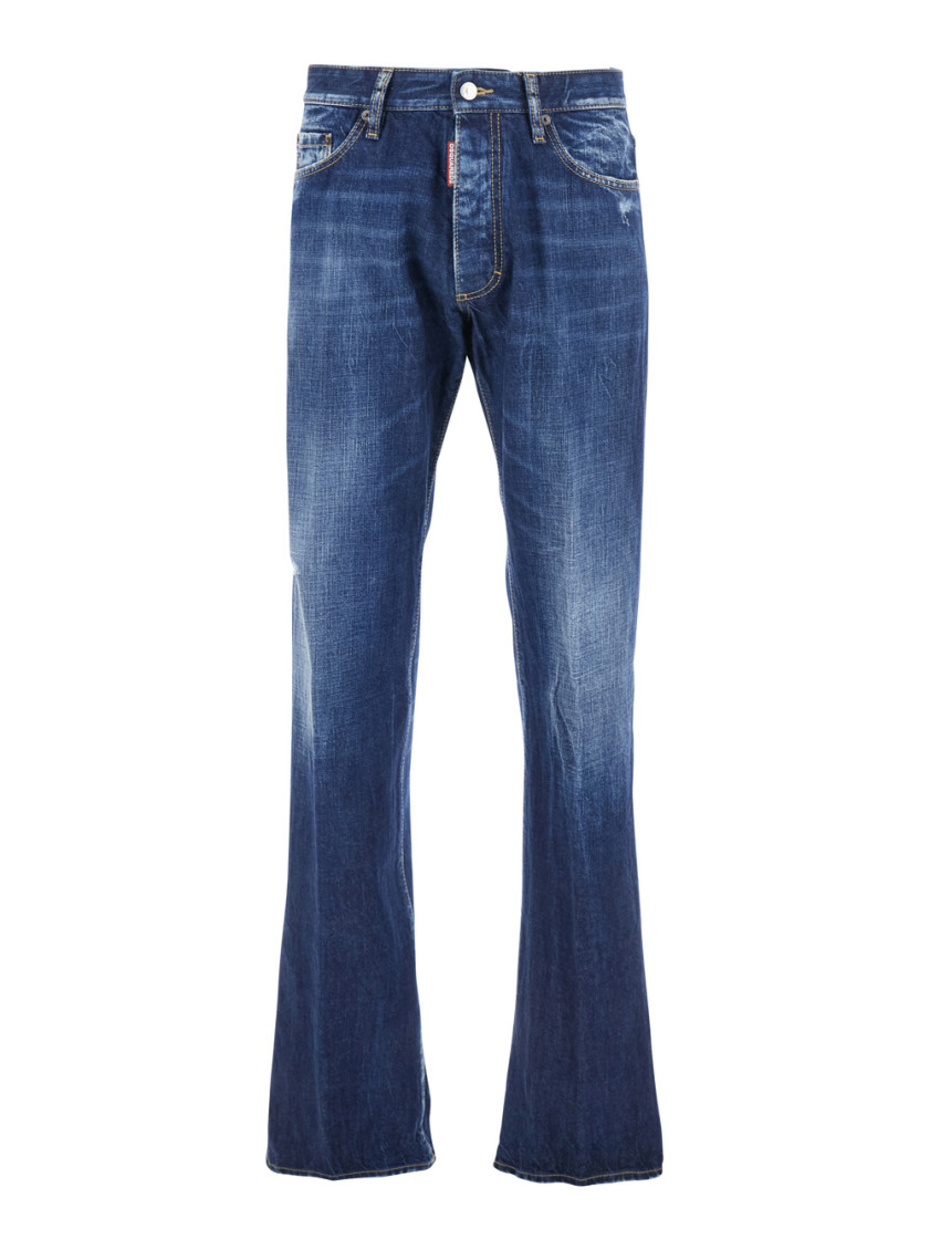 The American Blue Jeans With Logo Patch On The Rear And Faded Effect In Denim Man