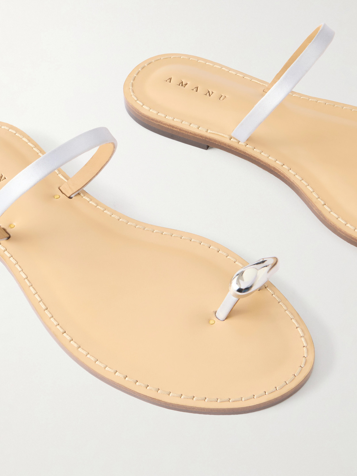 The Kibera Embellished Satin And Leather Sandals - Blue