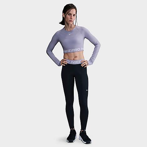 Women's Pro 365 Dri-FIT Cropped Long-Sleeve T-Shirt in LILAC ICE/WHITE