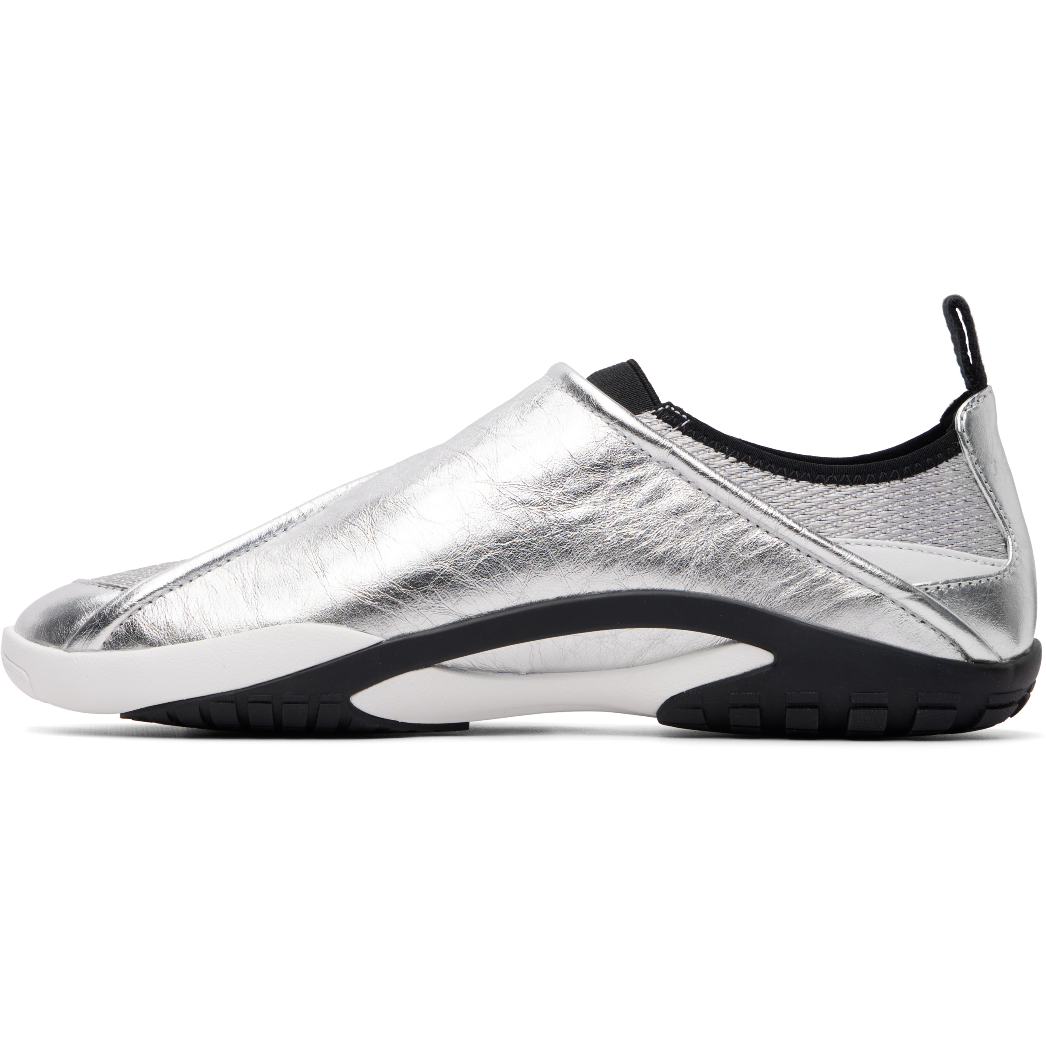 Silver LNV1 Crinkled Metallic Leather Sneakers