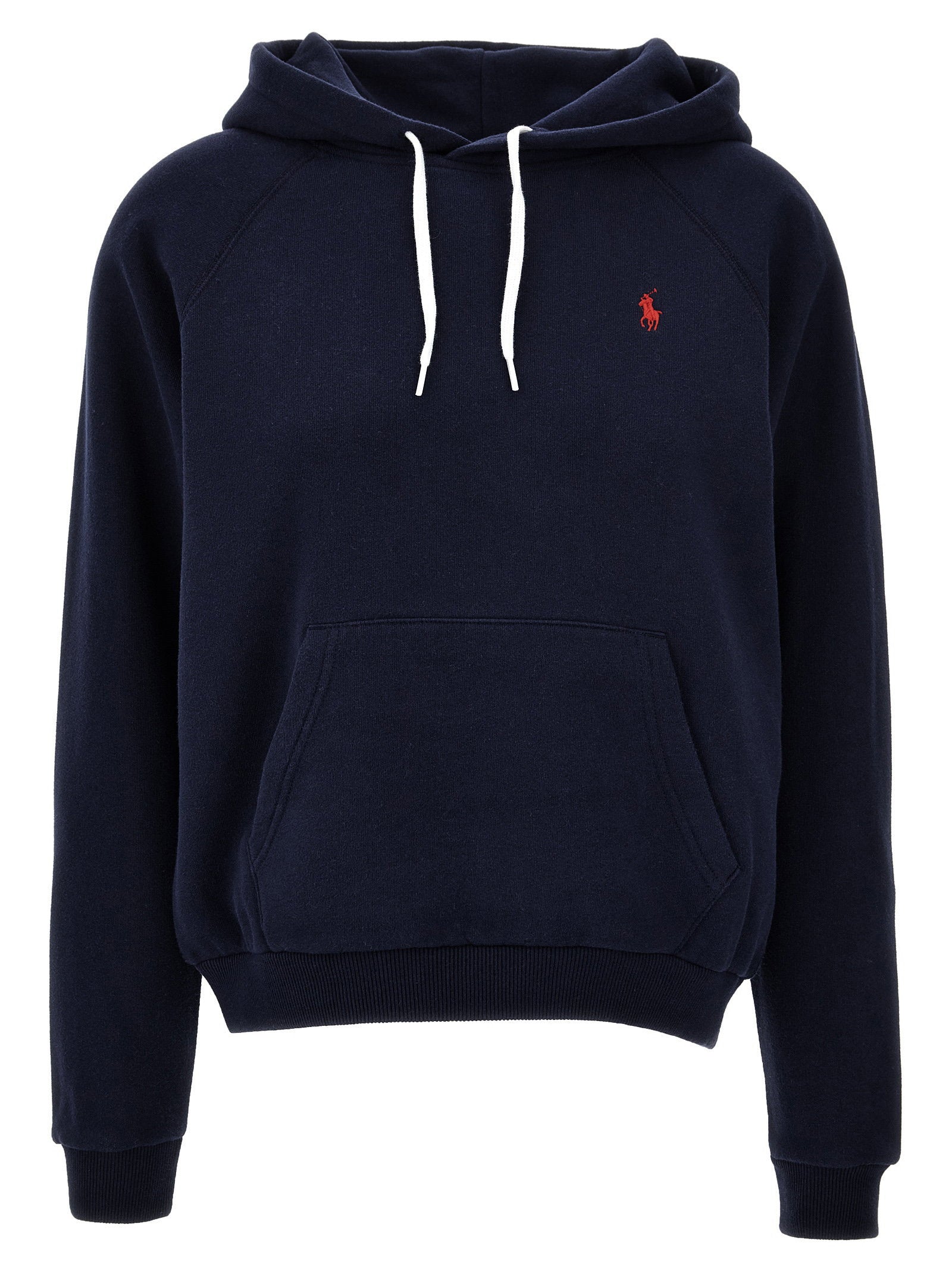 Logo-Embroidered Cotton Blend Hoodie — Navy