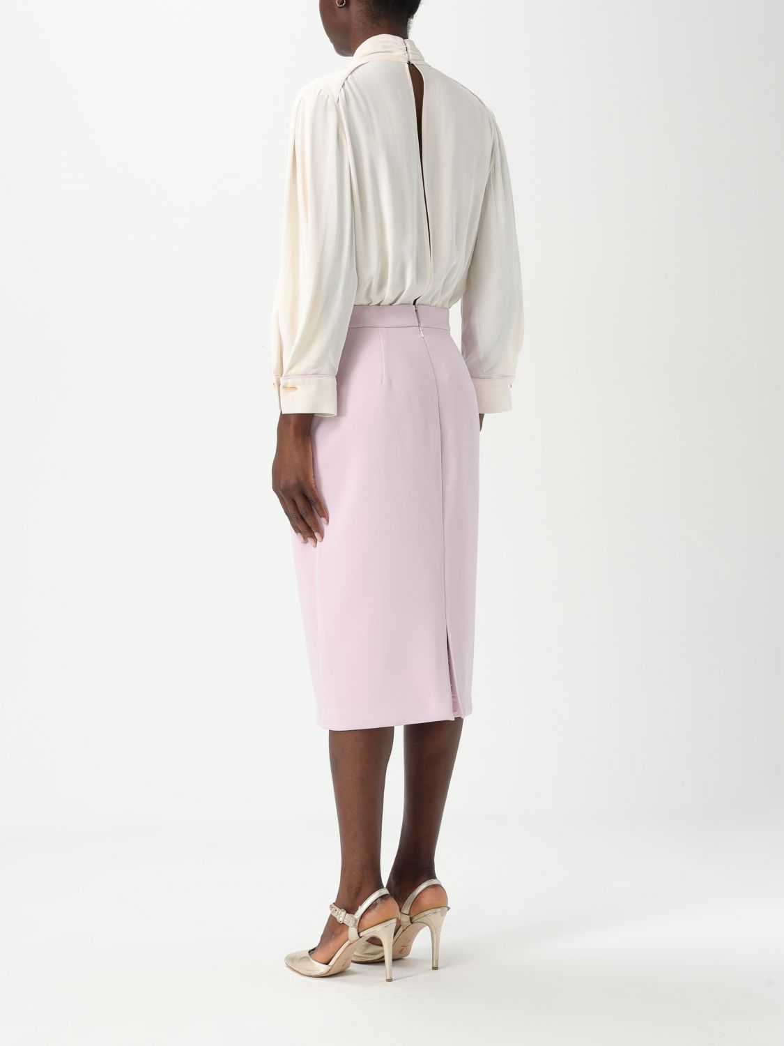 Georgette crepe midi dress - Neutrals