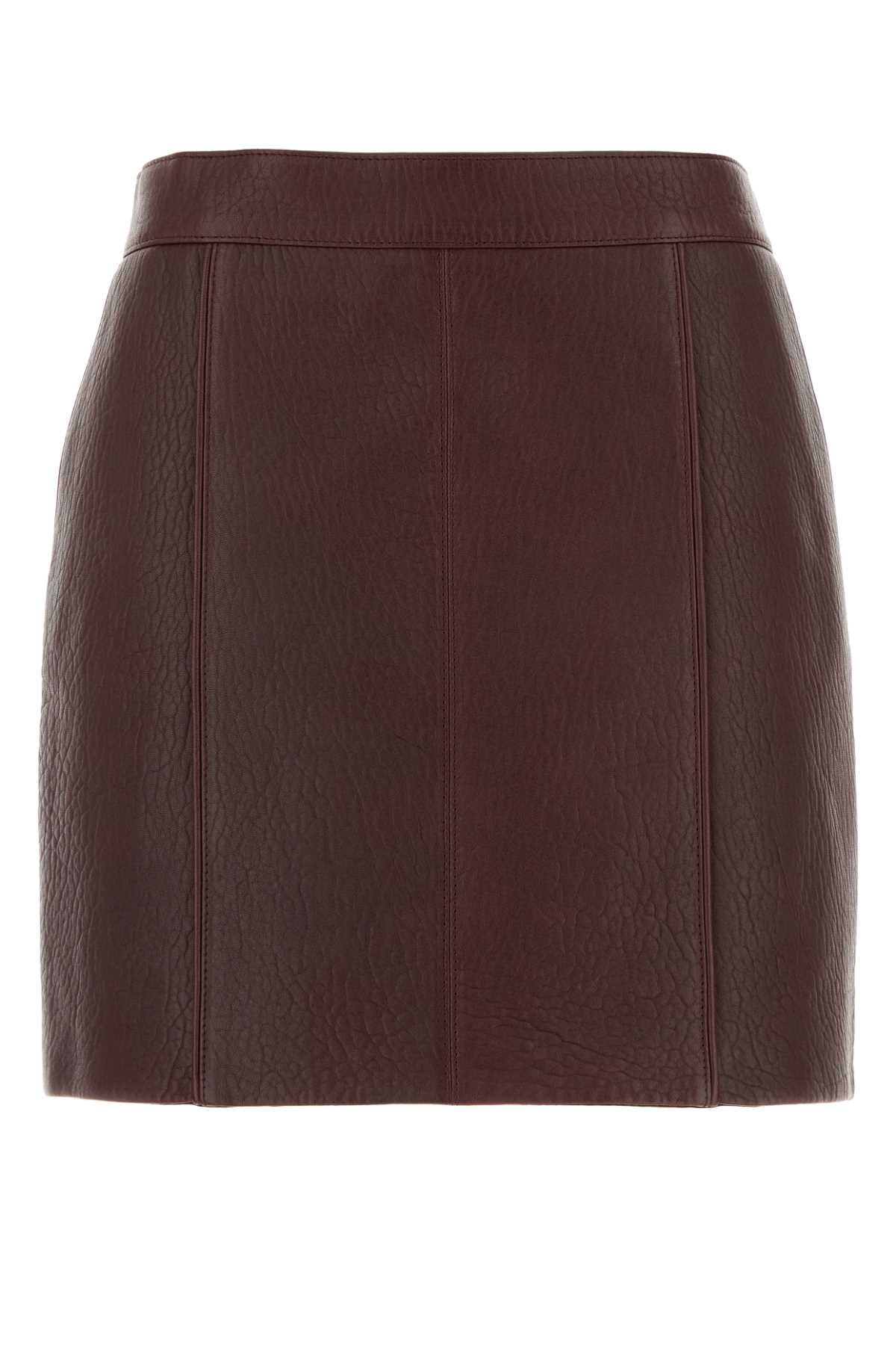 Lamb Leather Skirt — Burgundy