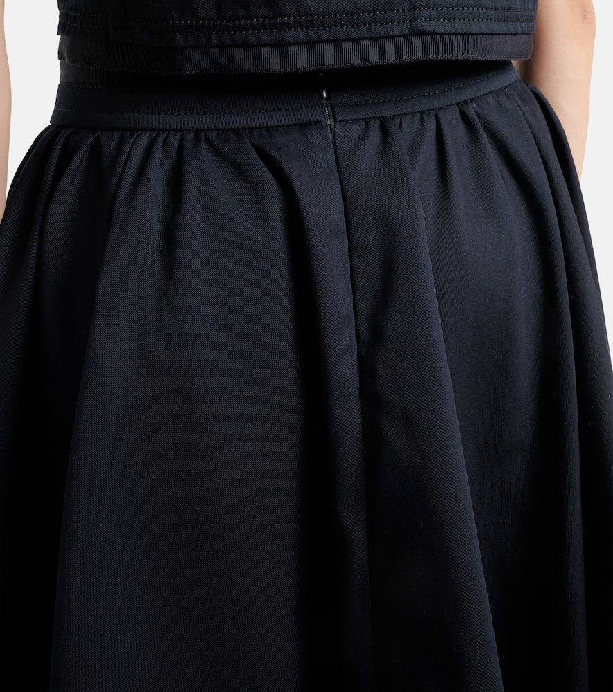 Pleated cotton midi skirt