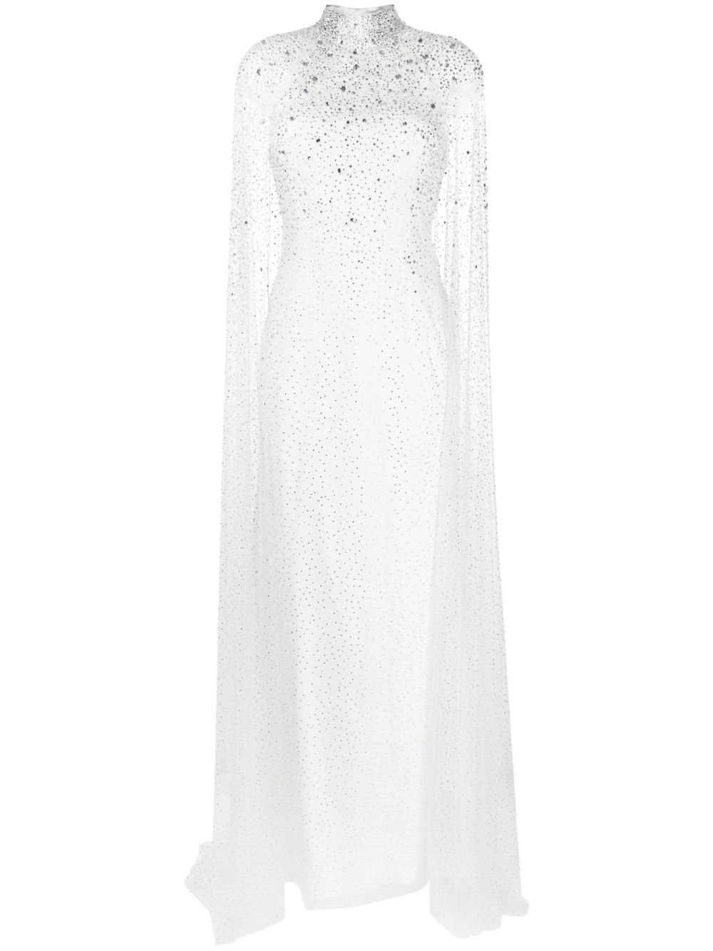 Ingrid crystal-embellished gown dress - White