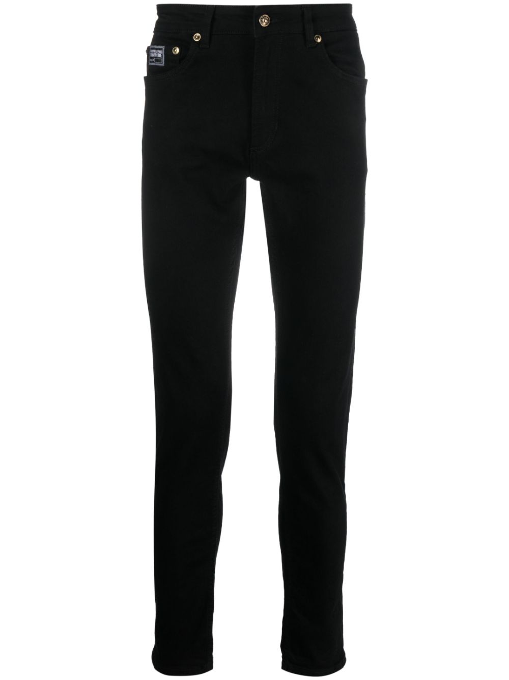 Logo-patch cotton trousers - Black