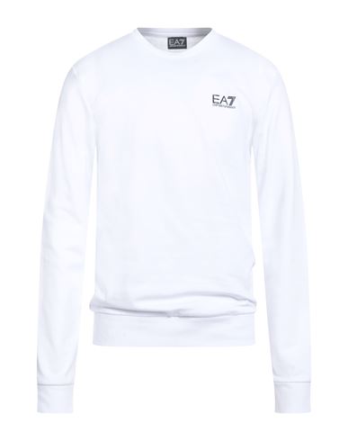 Man Sweatshirt White Size L Cotton, Elastane