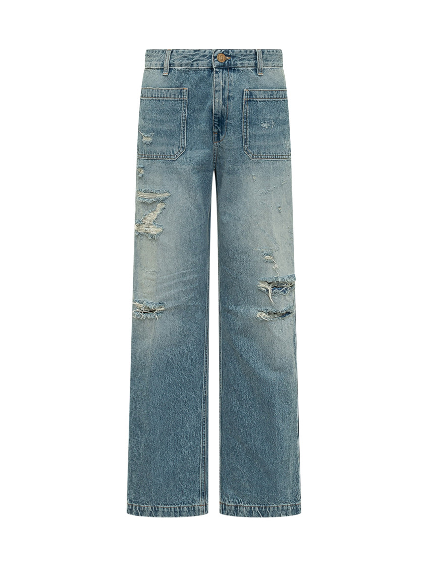 Blue Straight High Rise Jeans