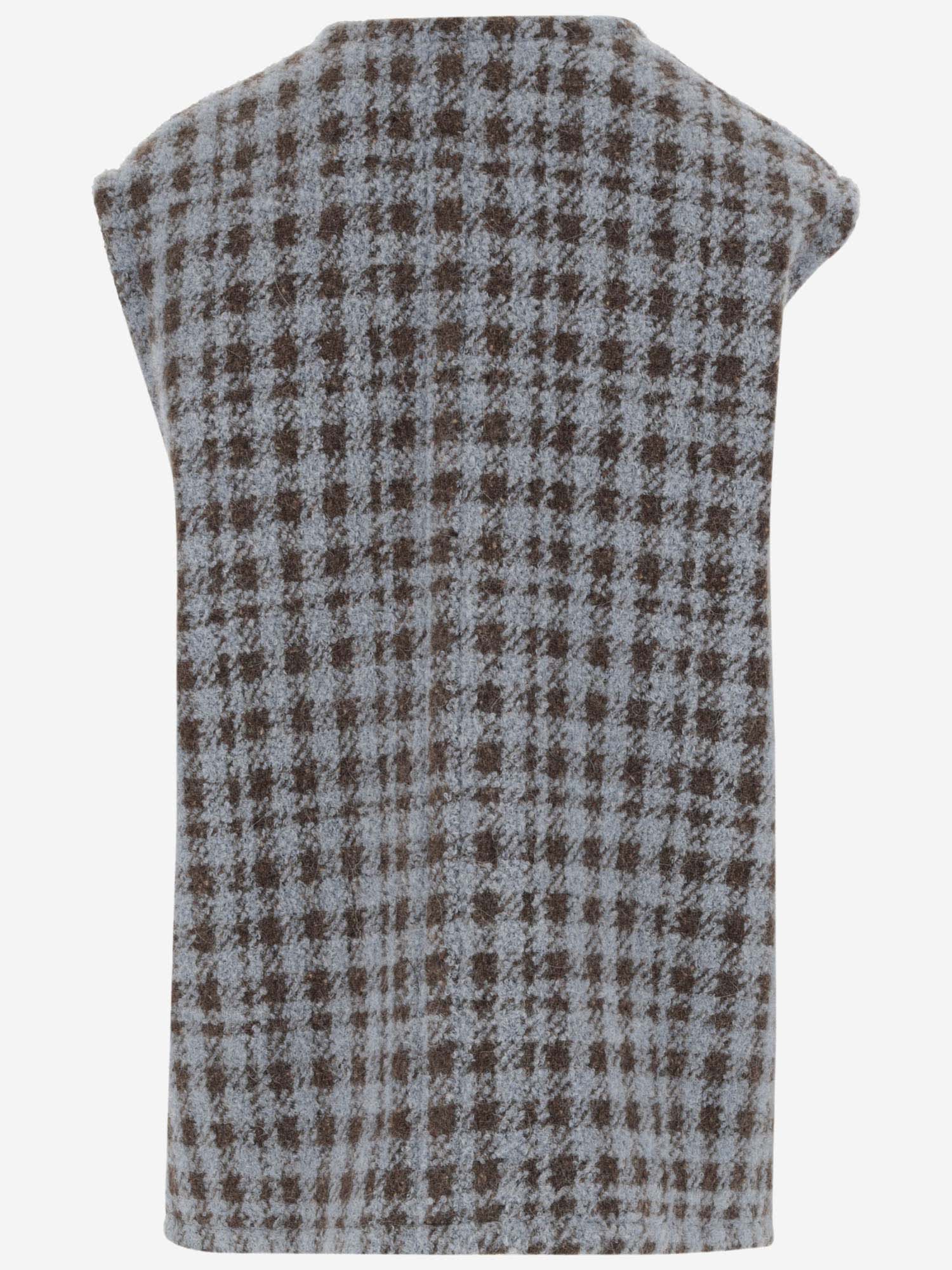 Houndstooth Over Vest With Embroidery