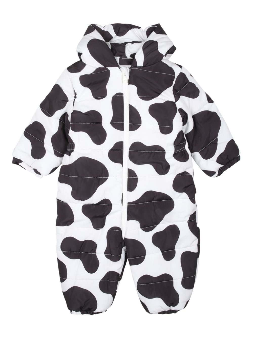 Cow-print hooded snowsuit - Black