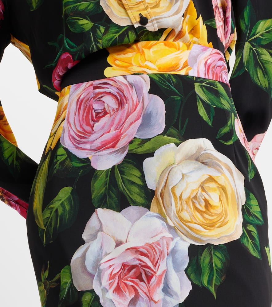 Floral silk-blend charmeuse midi skirt