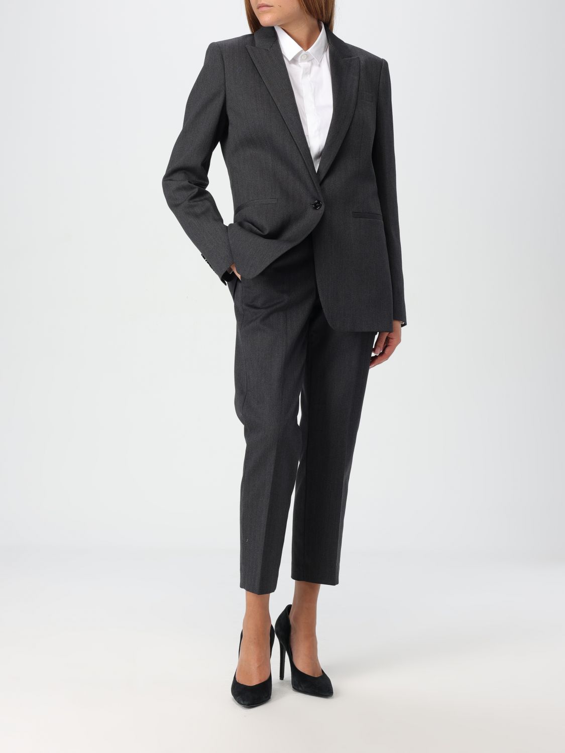 High-waisted cropped trousers - Black