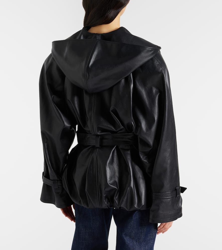 Hooded leather jacket